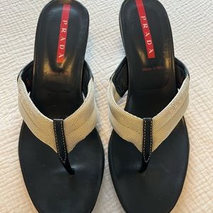 90’s Prada Kitten Heel Sandal - Thong Flip Flop Style - Size 8.5